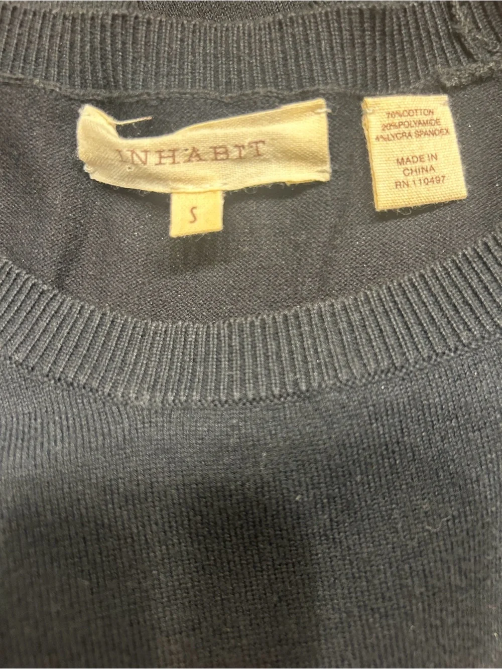 Inhabit Women’s Black Cotton Blend Sweater, Size Small